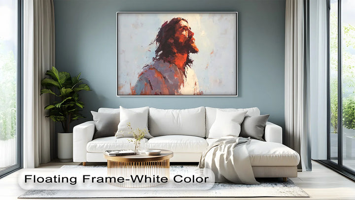 Christ looking toward the heavens in modern impressionist style

