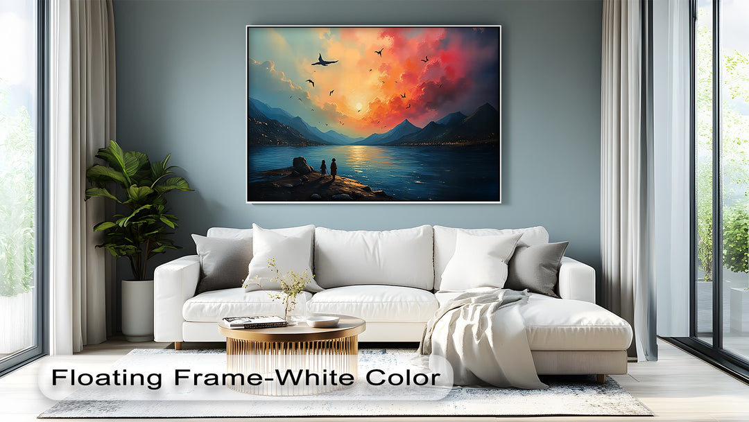 Radiant Sunset Horizon – Lake & Mountain Canvas Wall Art | Framed Art