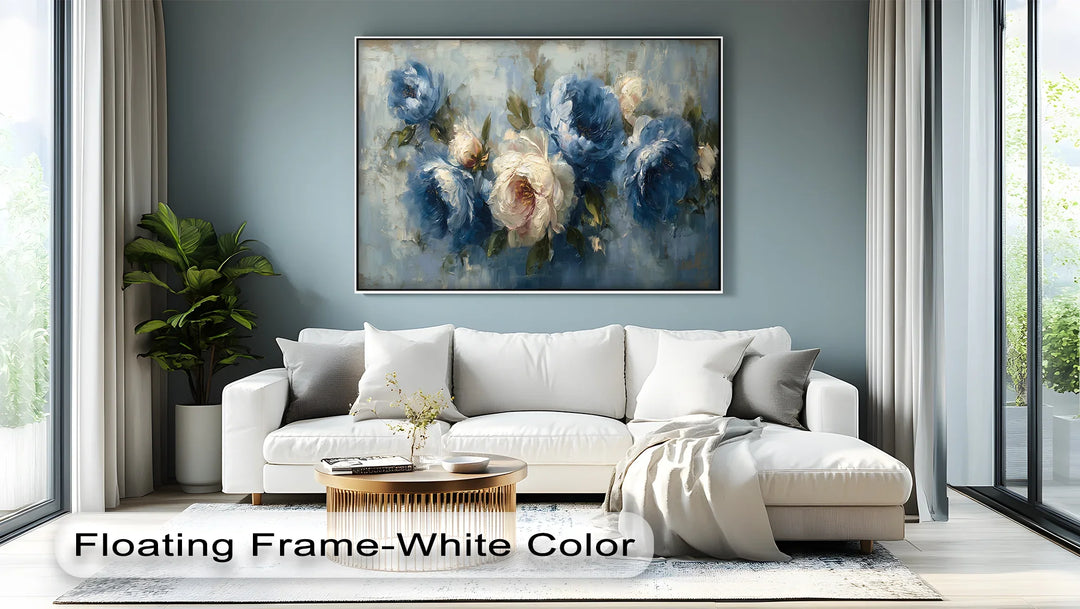 Romantic Blue Peonies – Vintage Floral Canvas Print - MyPhotoStation