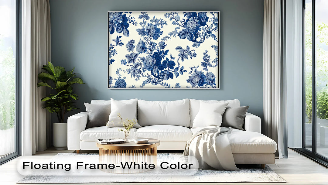 Vintage Indigo Blooms – Blue Floral Pattern Canvas Print - MyPhotoStation