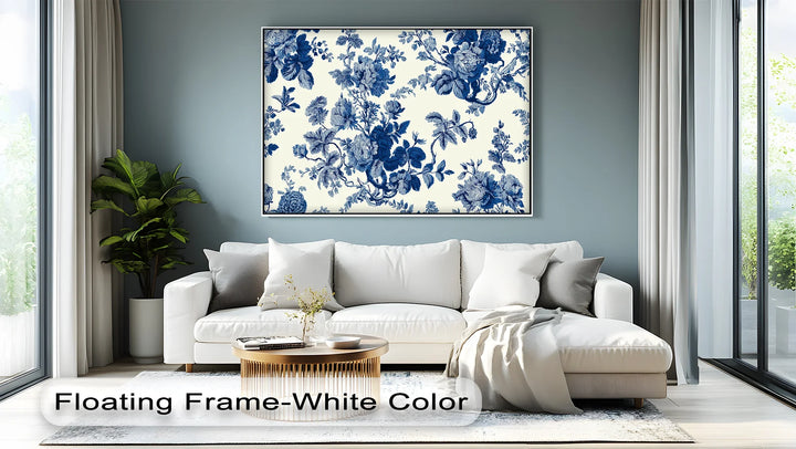 Vintage Indigo Blooms – Blue Floral Pattern Canvas Print - MyPhotoStation