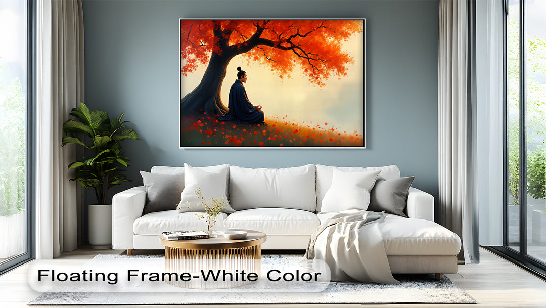 Samurai Meditation Under Maple Tree - Canvas Wall Art | Canvas Prints