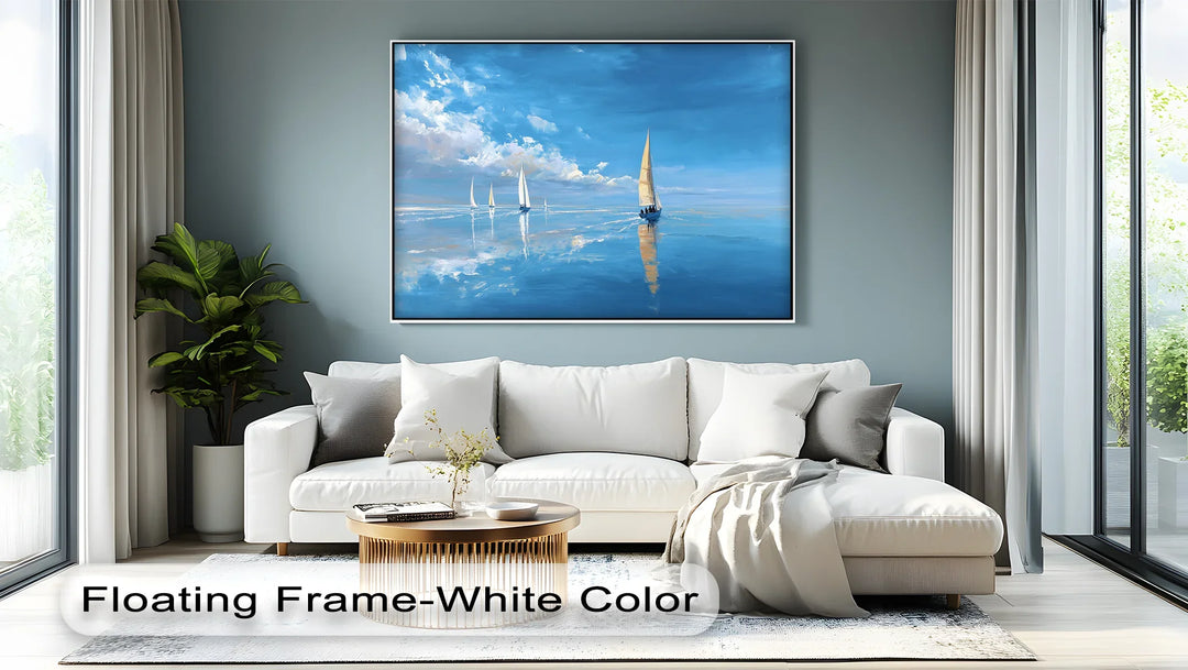 Tranquil Sailboats at Sea – Blue Ocean Canvas Print - MyPhotoStation