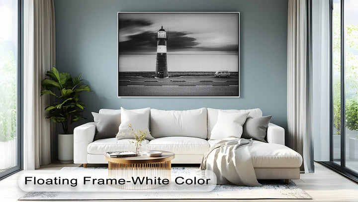 Solitary Beacon – Black and White Lighthouse Canvas Print - MyPhotoStation