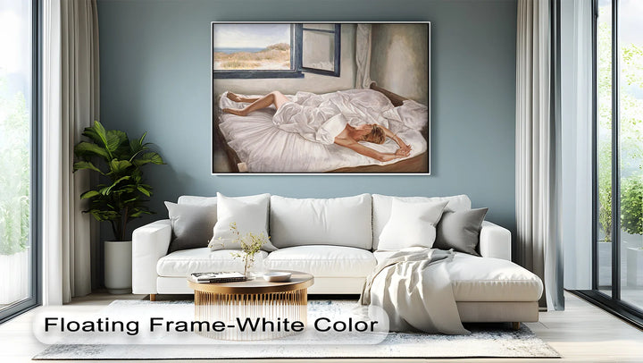 Sunlit Morning – Nude in White Sheets by the Window Canvas Print - MyPhotoStation
