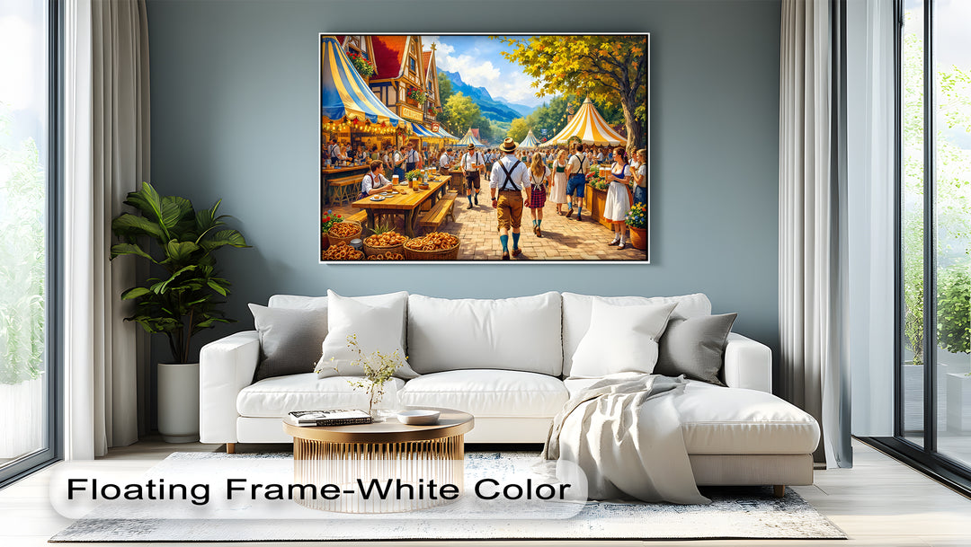 Bavarian Oktoberfest Street Scene – Beer Festival Canvas Wall Art | Canvas Art