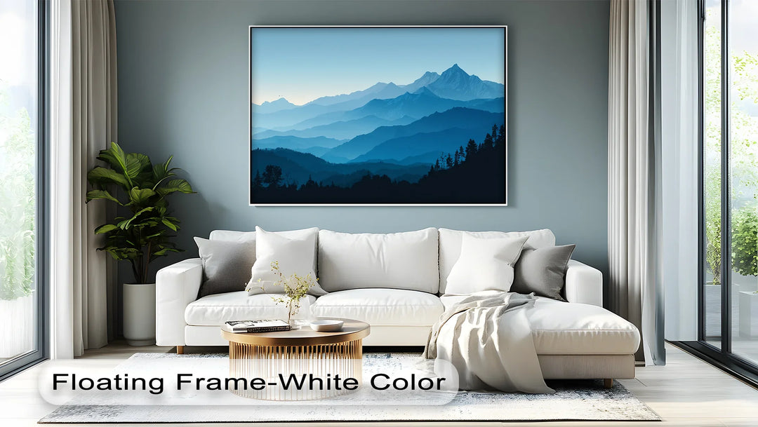Tranquil Blue Horizons – Layered Mountain Landscape Canvas Print - MyPhotoStation