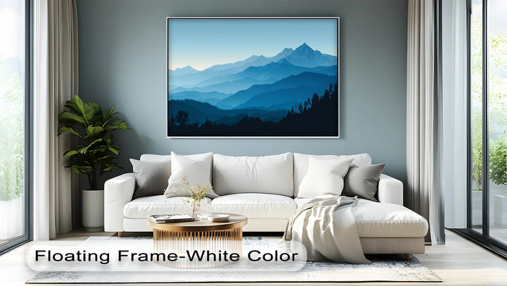 Tranquil Blue Horizons – Layered Mountain Landscape Canvas Print - MyPhotoStation