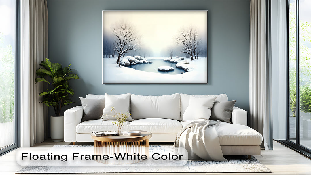 Silent Winter Lake – Snowy Landscape Canvas Wall Art | Large Canvas