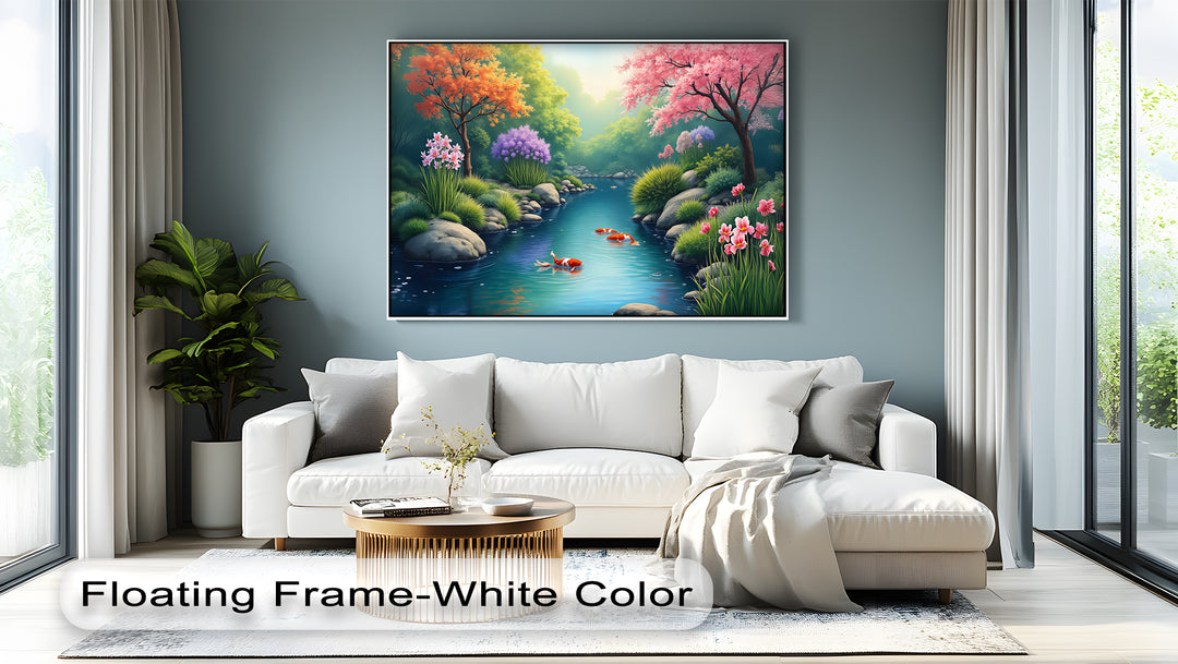 Tranquil Koi Pond – Japanese Garden Canvas Wall Art | Framed Art