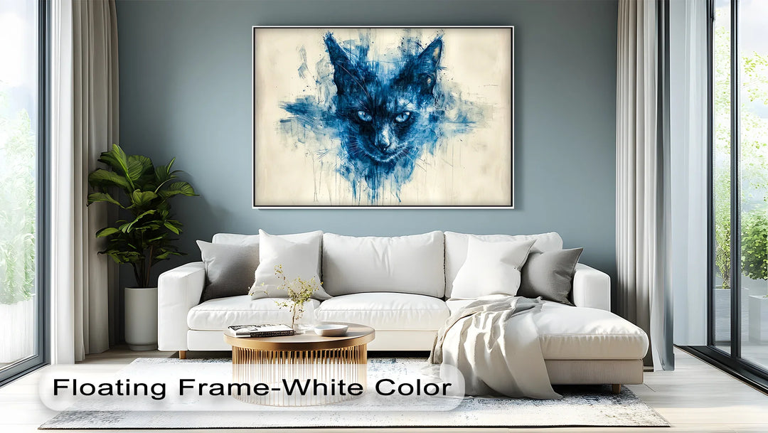 Mystic Blue Cat – Abstract Watercolor Canvas Print - MyPhotoStation