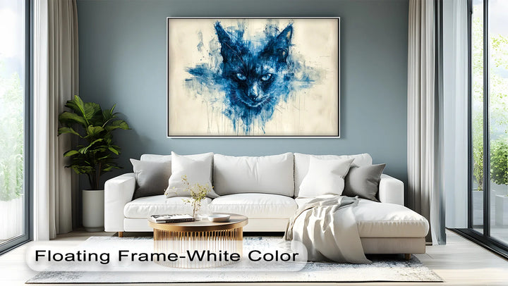 Mystic Blue Cat – Abstract Watercolor Canvas Print - MyPhotoStation