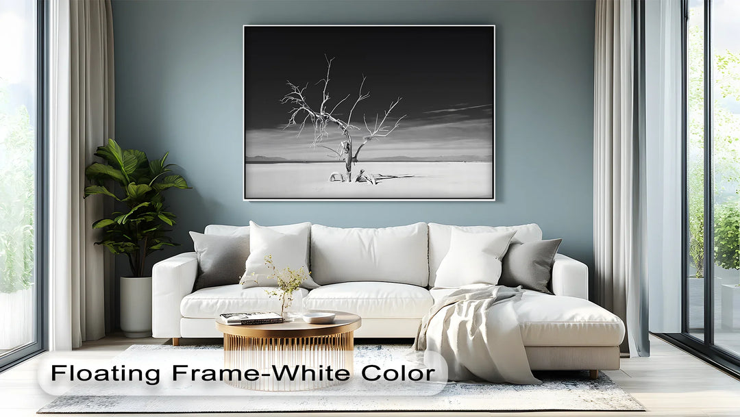 Solitary Resilience – Black and White Desert Tree Canvas Print - MyPhotoStation