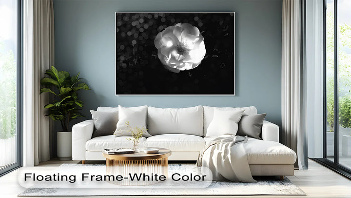 Shadow & Blossom – contemporary flower print in black and white.

