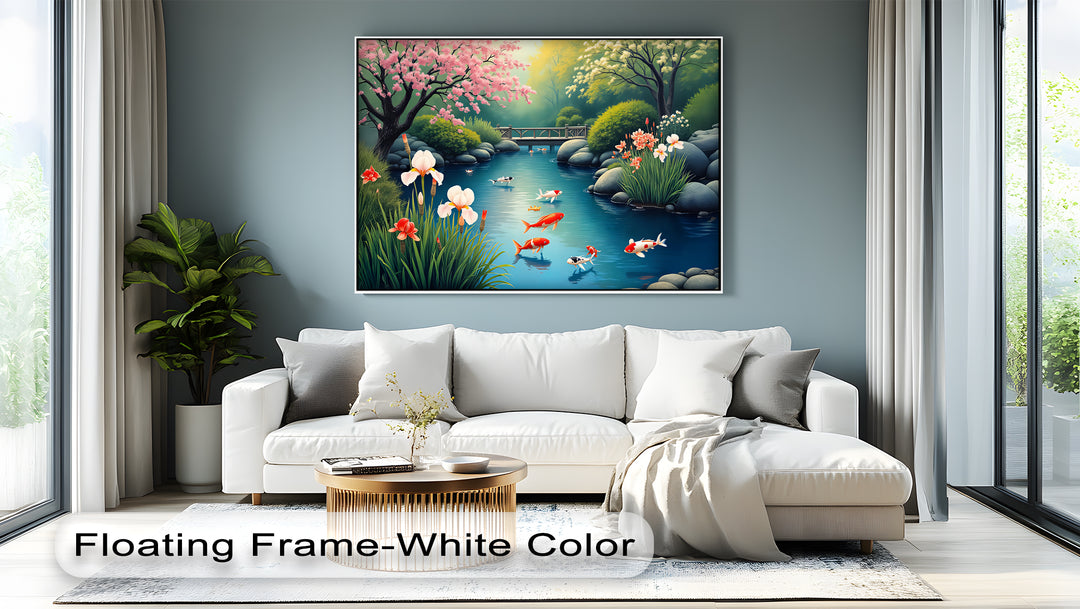 Serenity in Bloom – Japanese Koi Pond Canvas Wall Art | Canvas Prints
