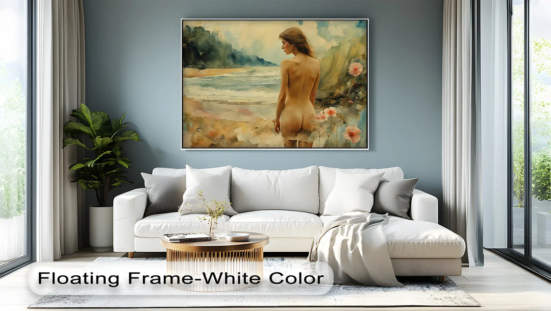 Whispers of the Shore – Dreamlike Nude by the Sea Canvas Print - MyPhotoStation