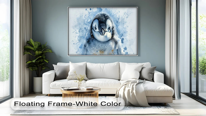 Baby Penguin Splash – Watercolor Arctic Animal Canvas Print - MyPhotoStation