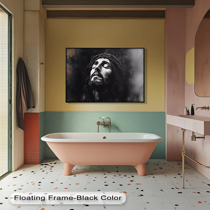 Crown of Suffering – Jesus in Agony Black and White Canvas Print - MyPhotoStation