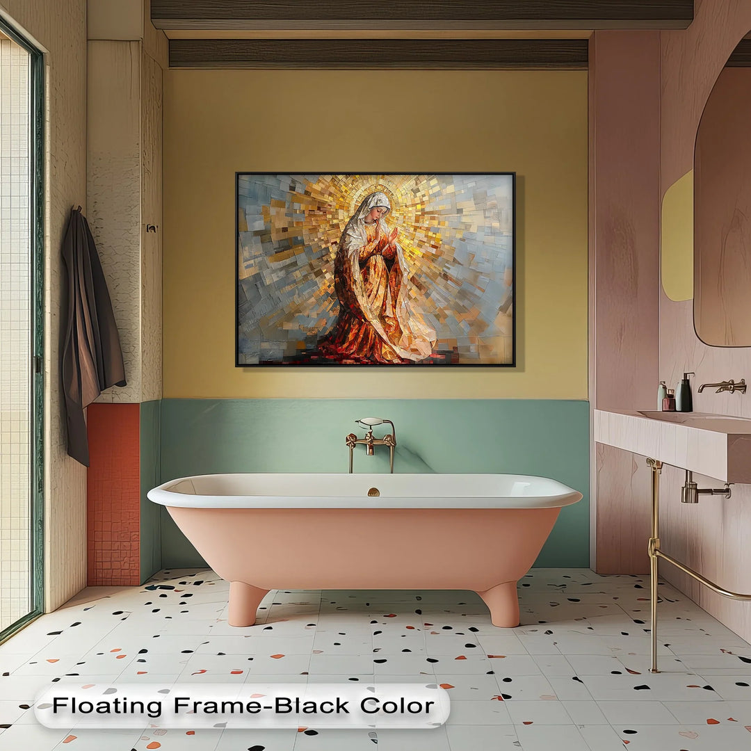 Radiant Grace – Virgin Mary Mosaic Style Canvas Print - MyPhotoStation