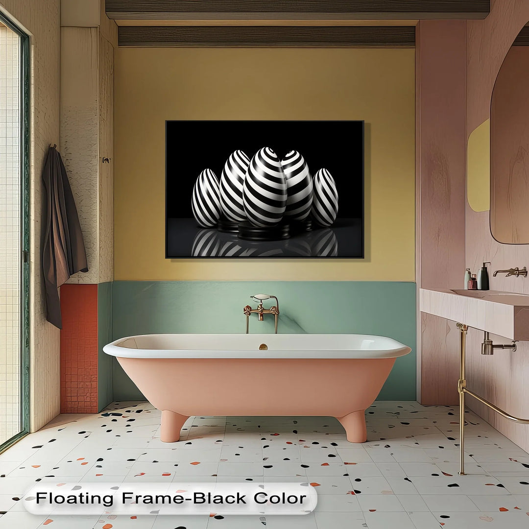 Modern Spiral Egg Pattern – Black & White Canvas Print - MyPhotoStation