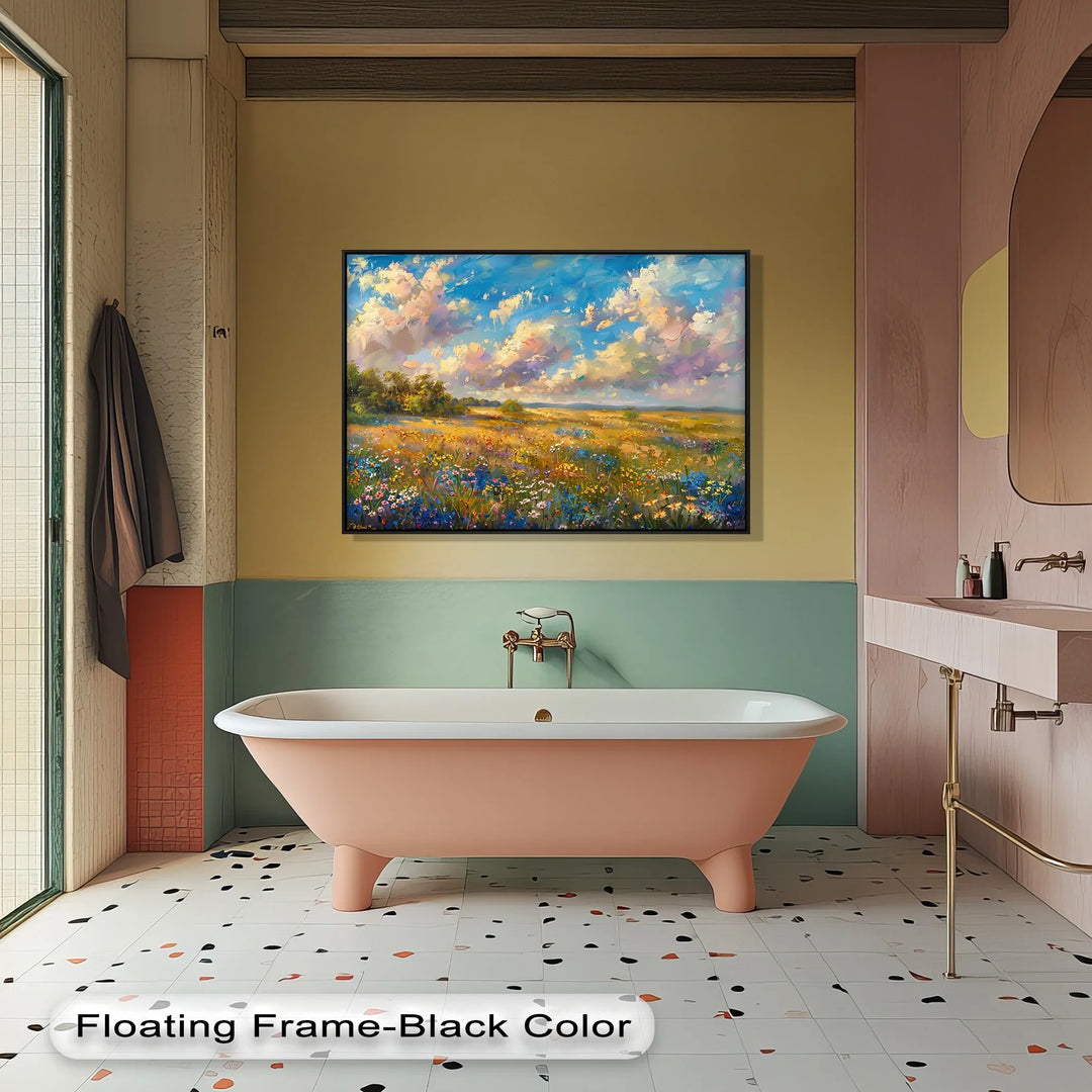 Golden Meadow Bloom – Colorful Wildflower Landscape Canvas Print - MyPhotoStation