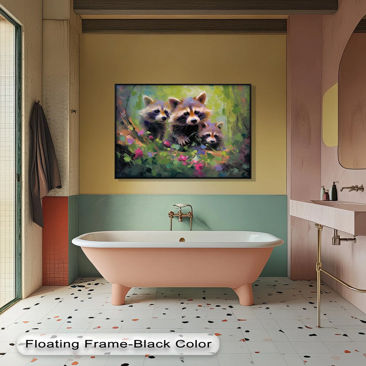 Curious Raccoons in the Wild – Vibrant Animal Canvas Print - MyPhotoStation