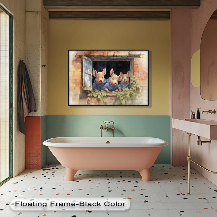 Three Little Pigs at the Window – Animal Canvas Print - MyPhotoStation