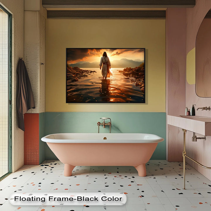 Sunset Grace – Jesus Walking on Water Canvas Print - MyPhotoStation