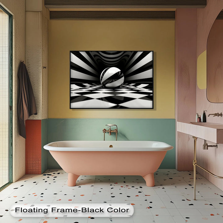 Geometric Sphere Illusion – Black & White Canvas Print - MyPhotoStation