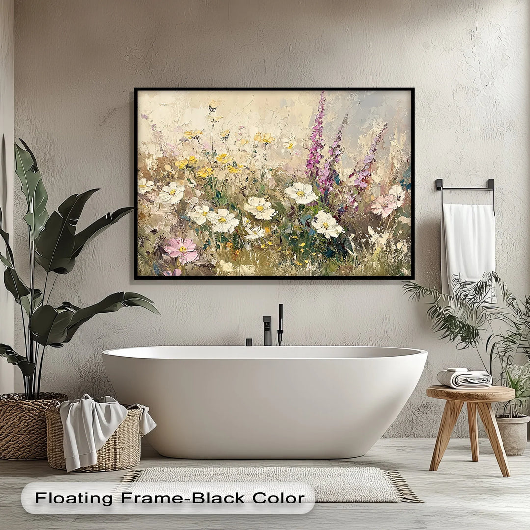 Soft Petals Symphony – Textured Wildflower Field Canvas Print - MyPhotoStation
