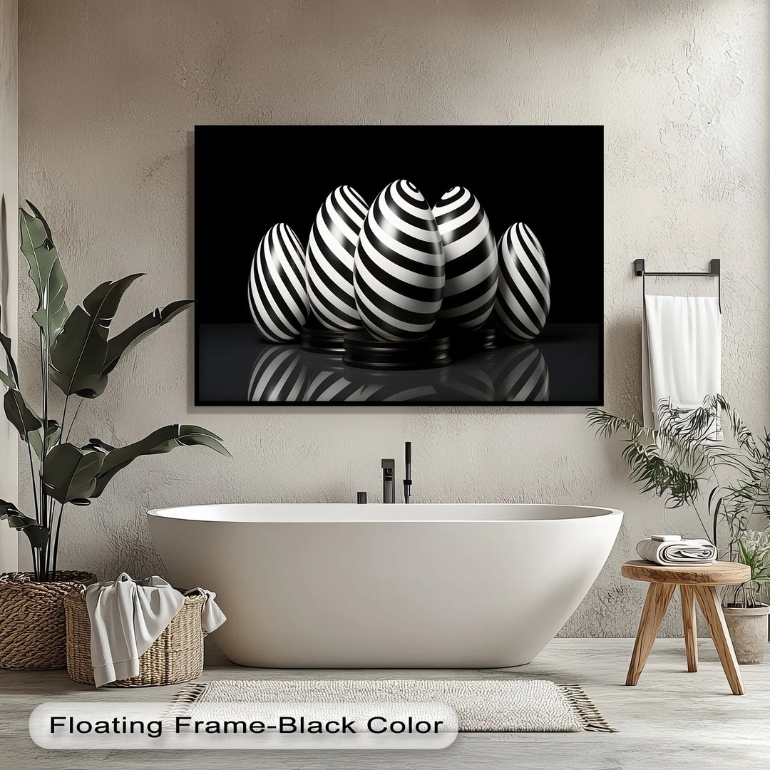 Modern Spiral Egg Pattern – Black & White Canvas Print - MyPhotoStation