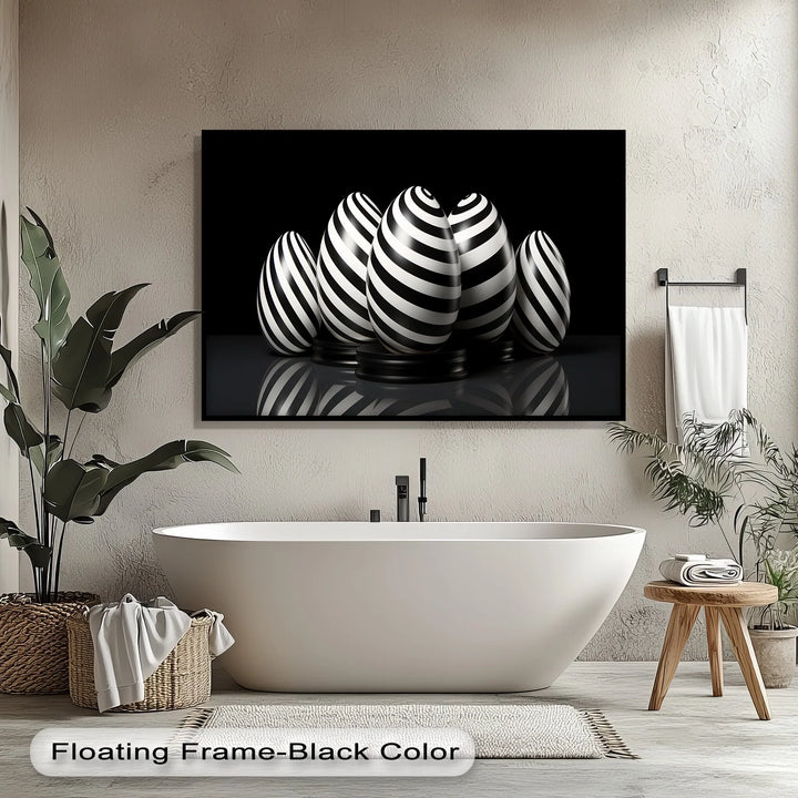 Modern Spiral Egg Pattern – Black & White Canvas Print - MyPhotoStation