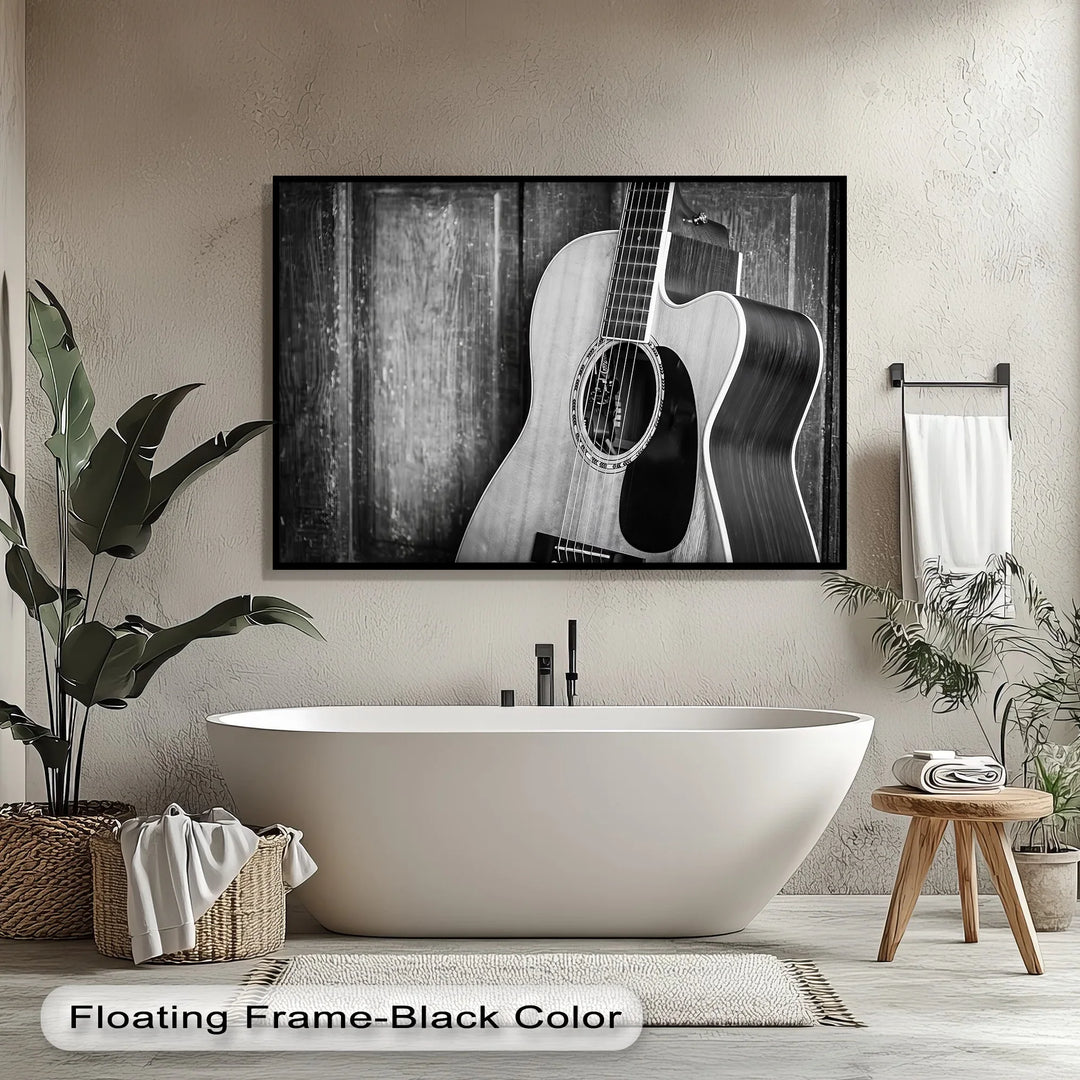 Acoustic Soul – Monochrome Guitar Music Canvas Print - MyPhotoStation