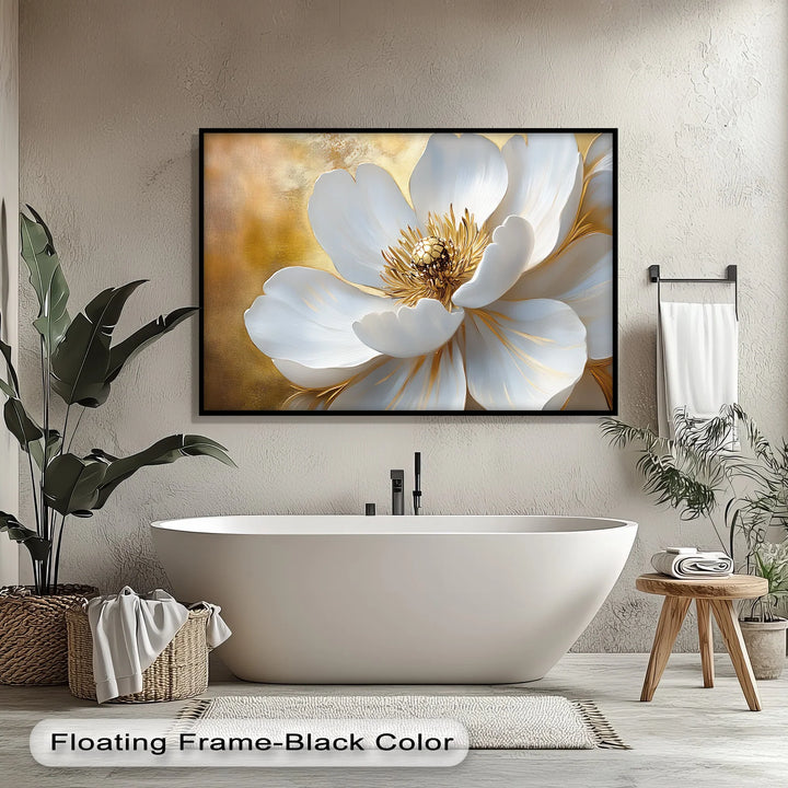 Golden Bloom – White Petal Canvas Print - MyPhotoStation