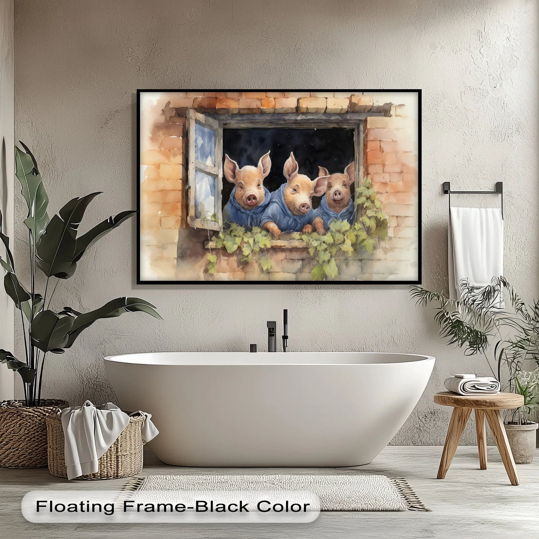 Three Little Pigs at the Window – Animal Canvas Print - MyPhotoStation