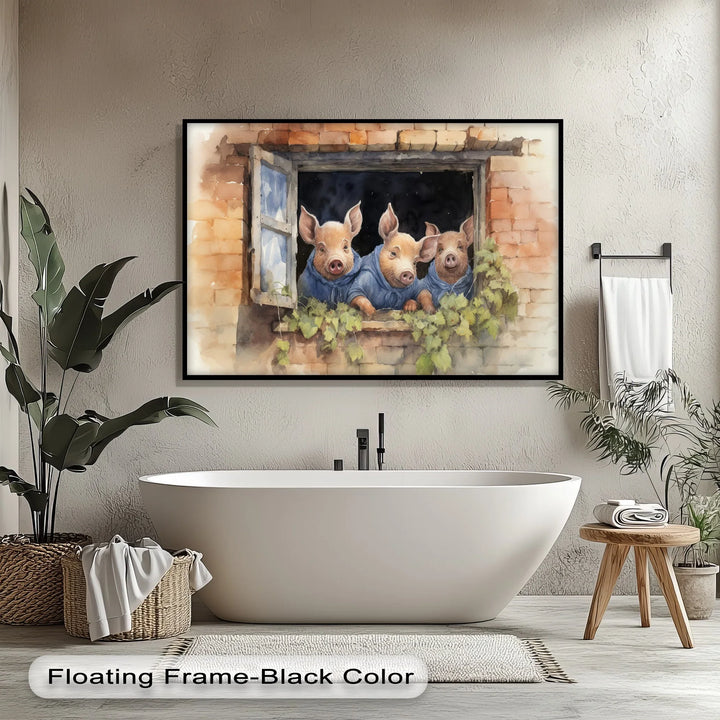 Three Little Pigs at the Window – Animal Canvas Print - MyPhotoStation