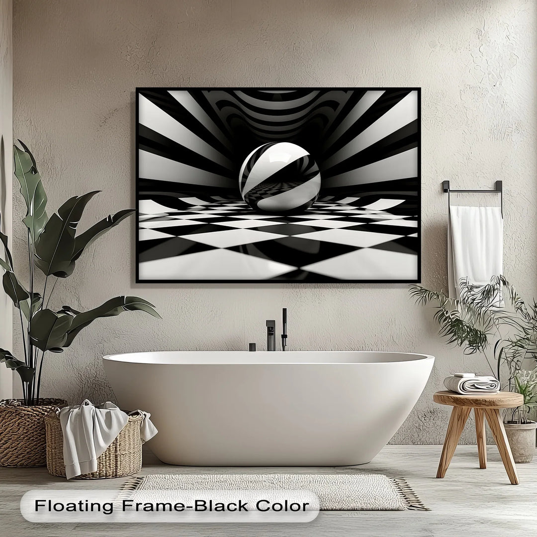 Geometric Sphere Illusion – Black & White Canvas Print - MyPhotoStation