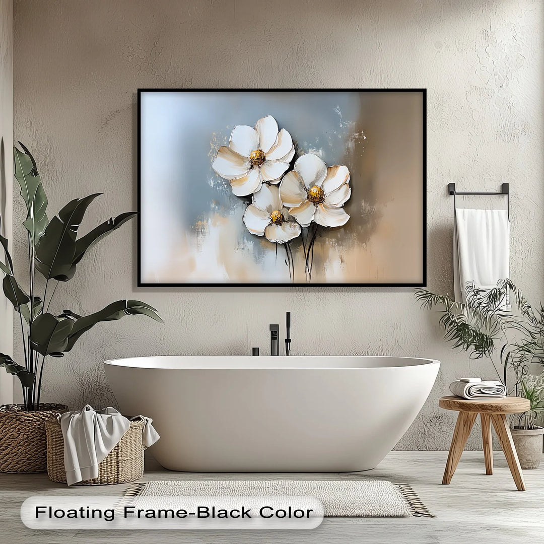 Golden Bloom Trio – Textured Floral Canvas Wall Art - MyPhotoStation