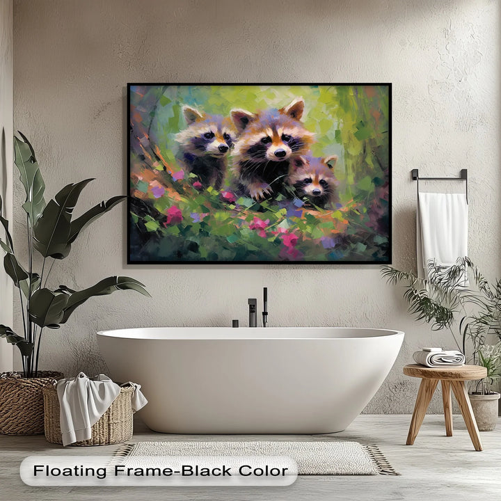 Curious Raccoons in the Wild – Vibrant Animal Canvas Print - MyPhotoStation