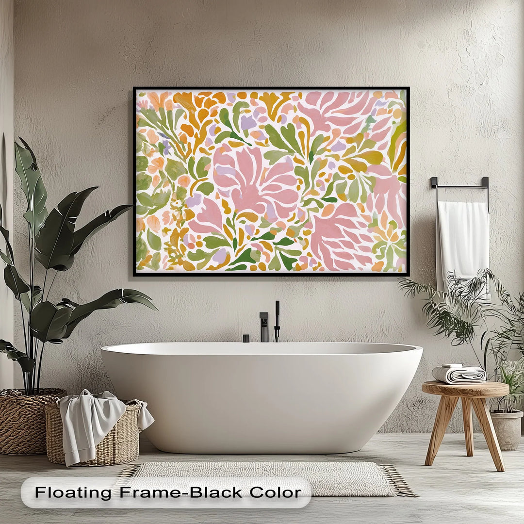Boho Floral Harmony – Pastel Botanical Pattern Canvas Print - MyPhotoStation