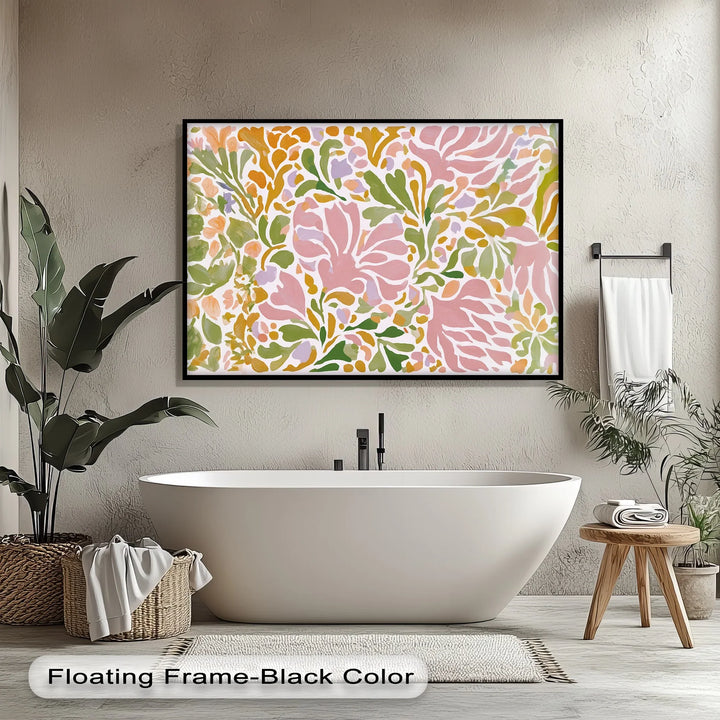 Boho Floral Harmony – Pastel Botanical Pattern Canvas Print - MyPhotoStation