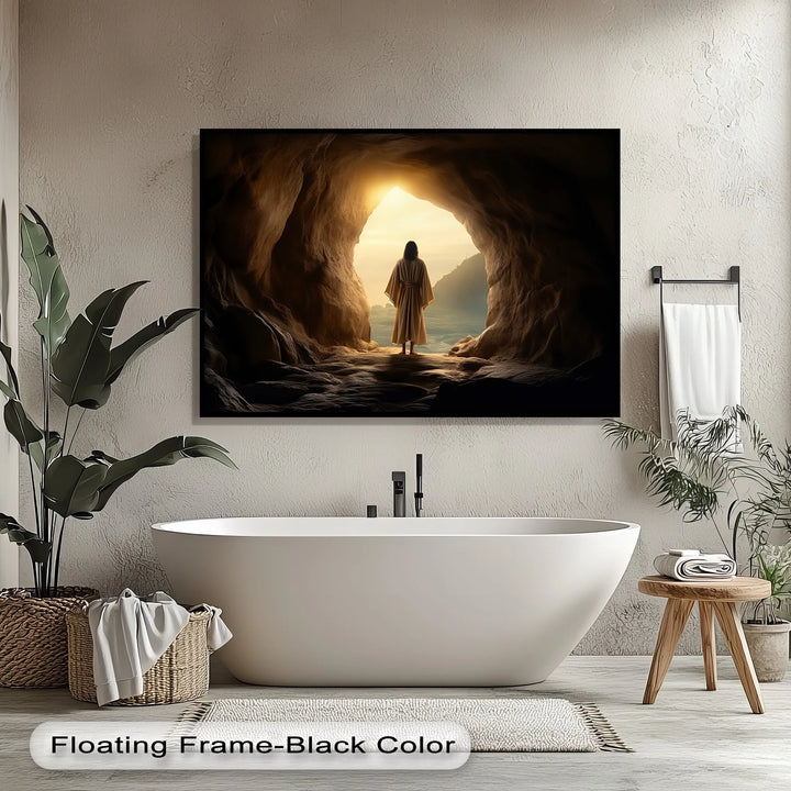 The Light of Resurrection – Jesus Emerging from the Tomb Canvas Print - MyPhotoStation