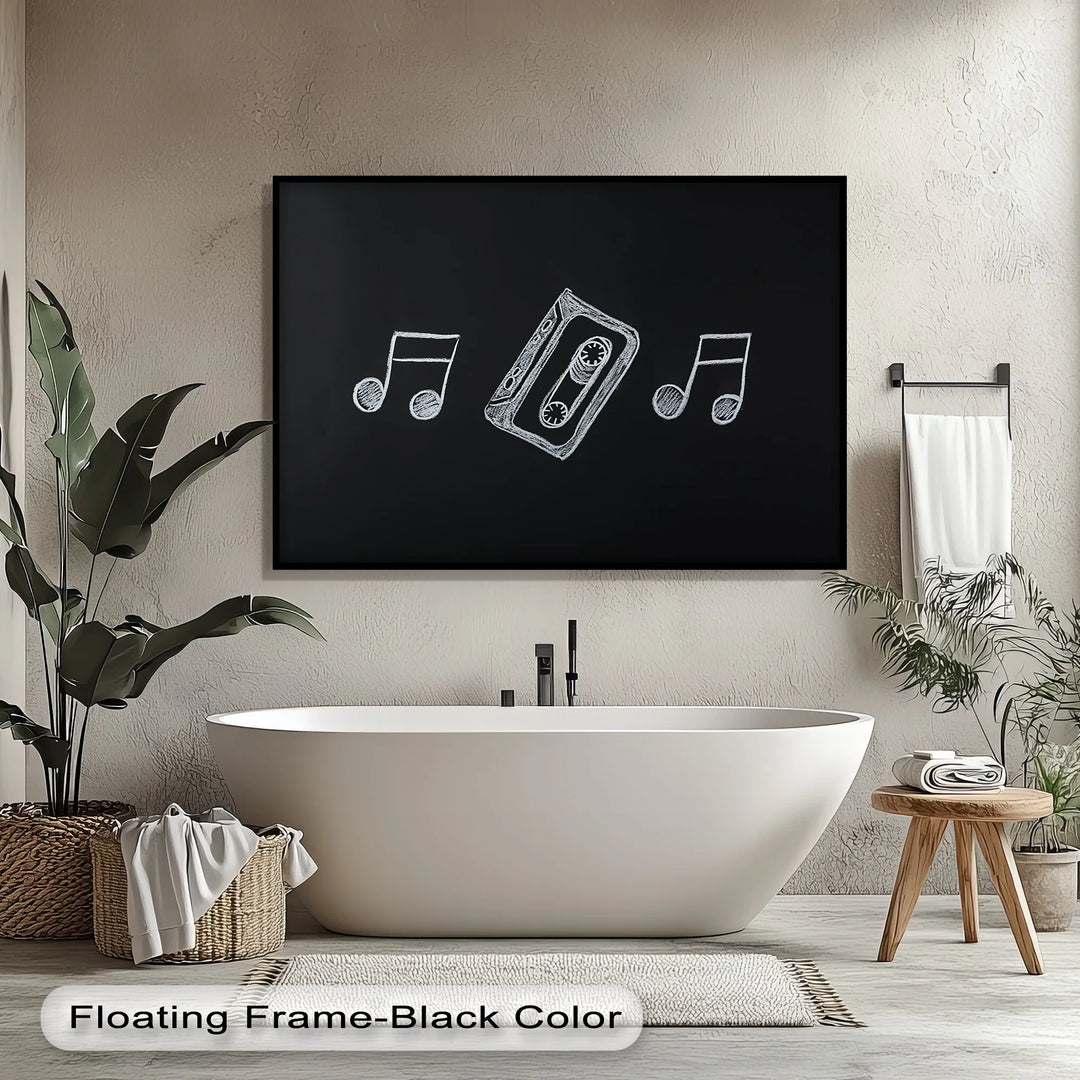 Retro Cassette Tape Chalk Drawing – Blackboard Music Canvas Prints - MyPhotoStation