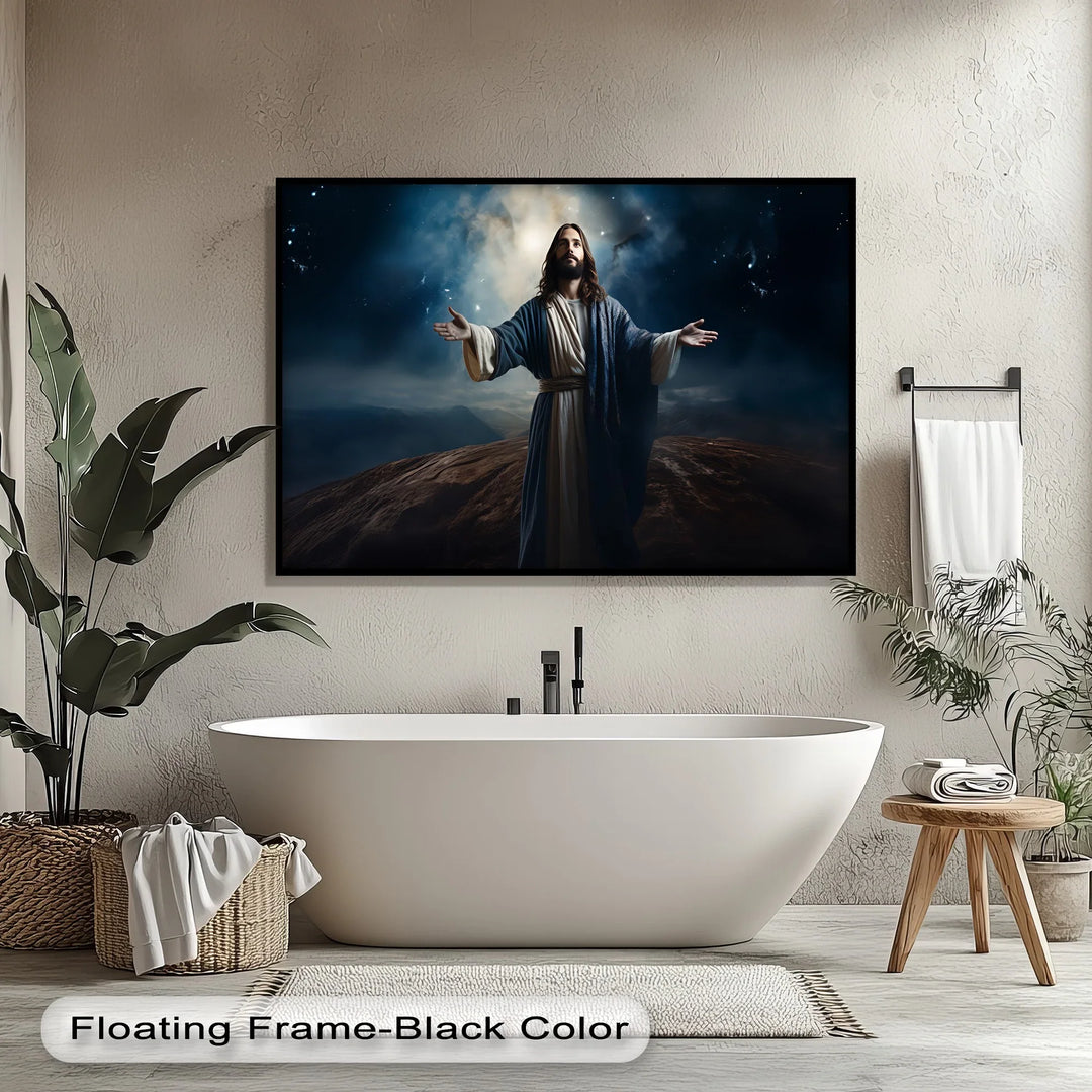 Heavenly Light – Jesus Under the Night Sky Canvas Print - MyPhotoStation