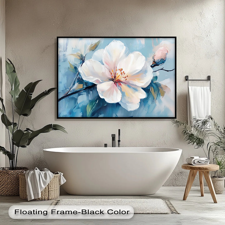Blossom in Blue Haze – White Petal Flower on Sky Canvas Prints - MyPhotoStation