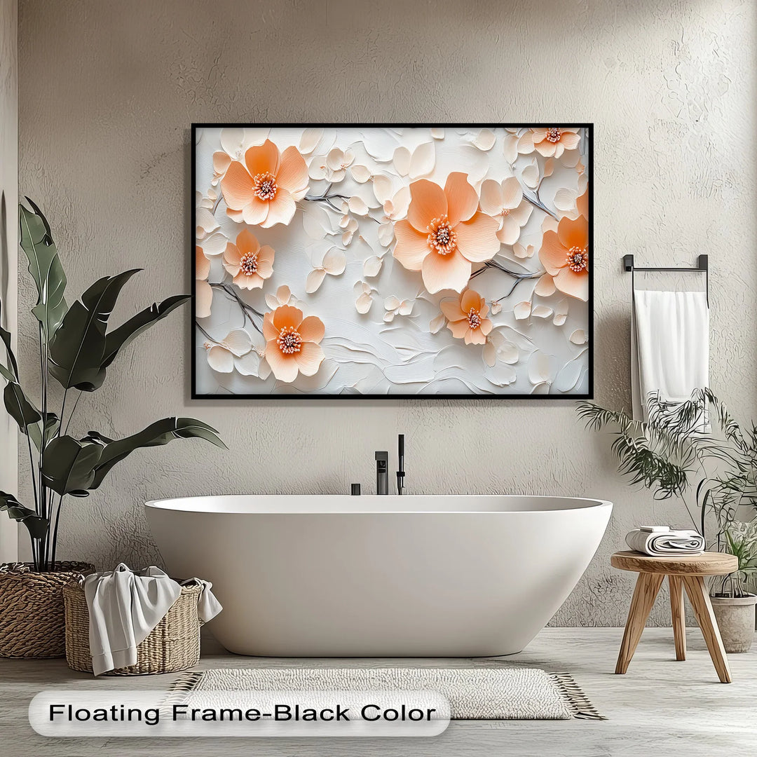 Petals in Porcelain – Delicate Peach Blossom Canvas Wall Art - MyPhotoStation