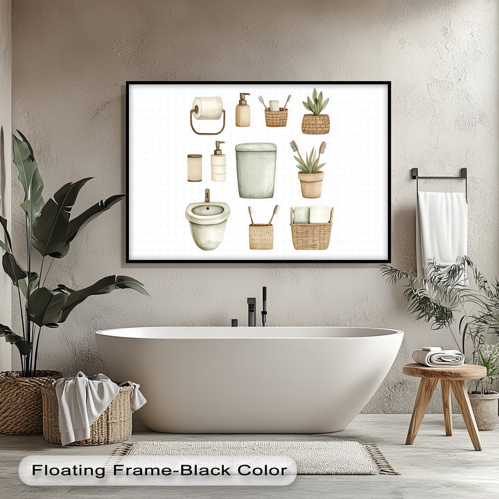 Decorate your bathroom walls with this soothing, spa-inspired canvas artwork that blends gentle illustration with eco-friendly vibes for a chic minimalist look.

