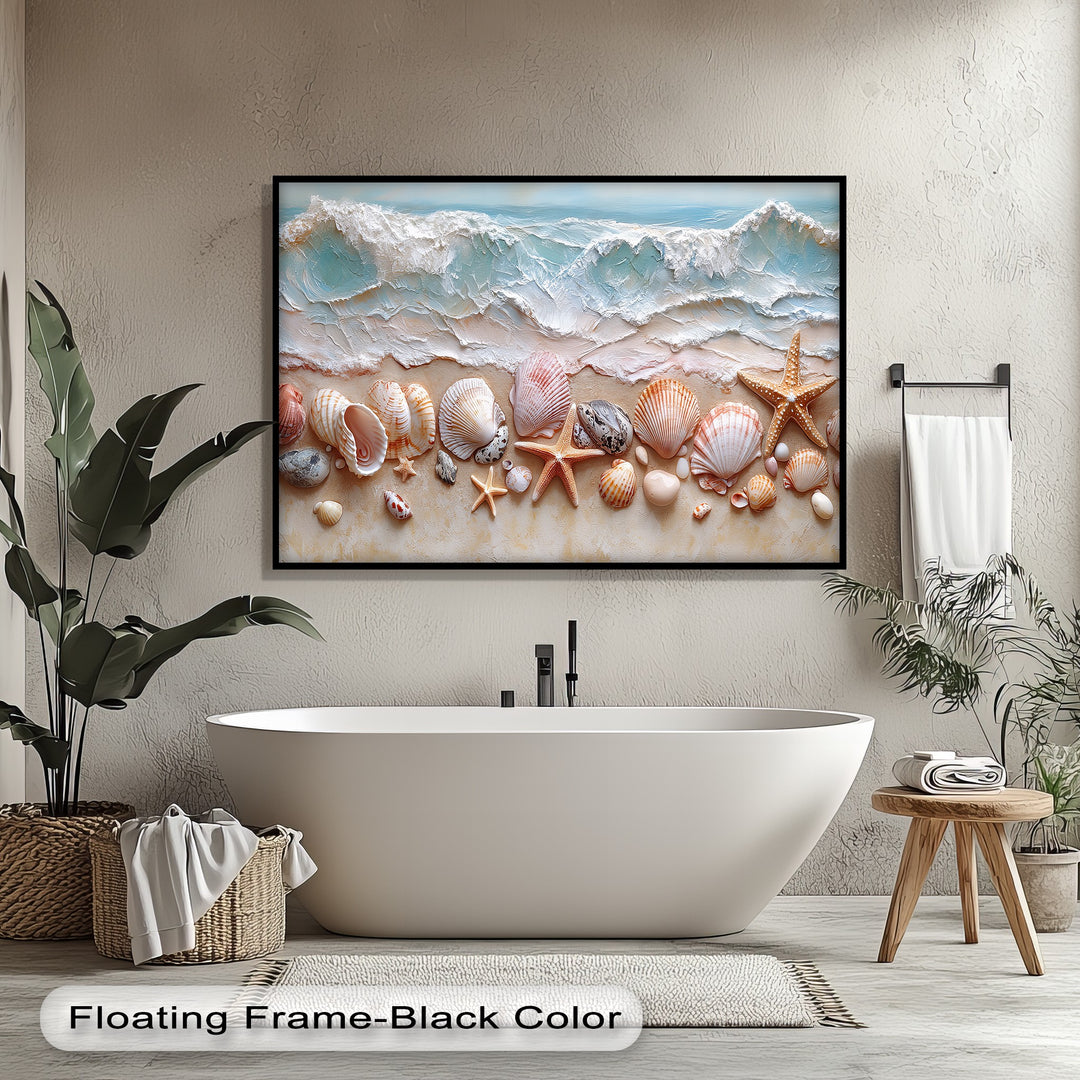 Seashell Shoreline Display – Coastal Canvas Prints