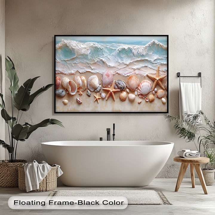 Seashell Shoreline Display – Coastal Canvas Prints