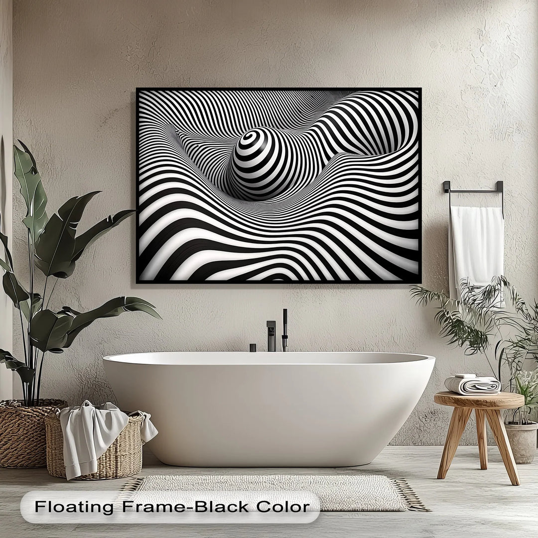 Hypnotic Spiral Wave Illusion – Black & White Canvas Print - MyPhotoStation